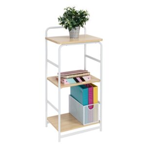 3-Tier Small Wood and Metal Shelf - White and Natural